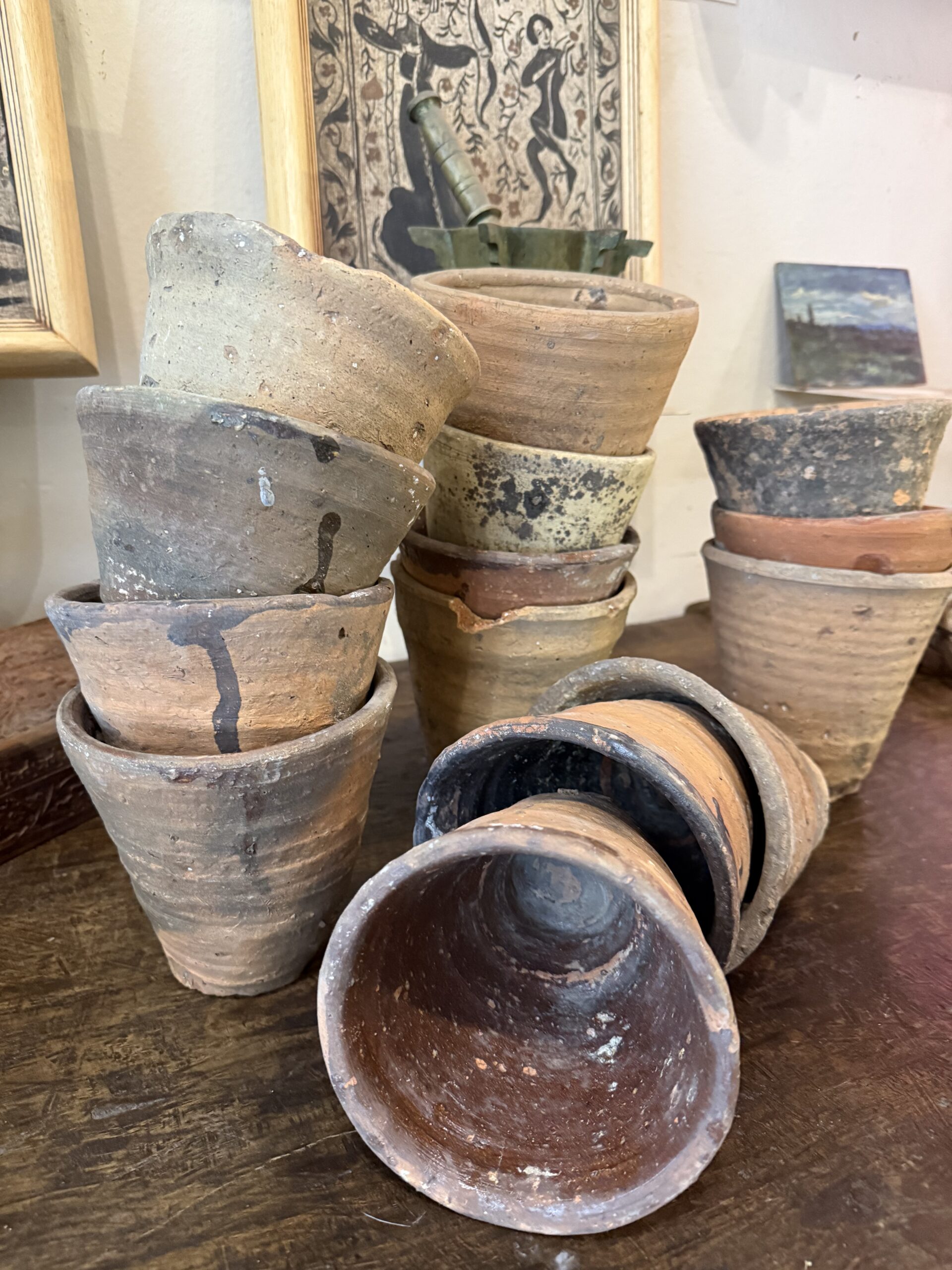 Cuencos de resinar.- Terracota parcialmente vidriado