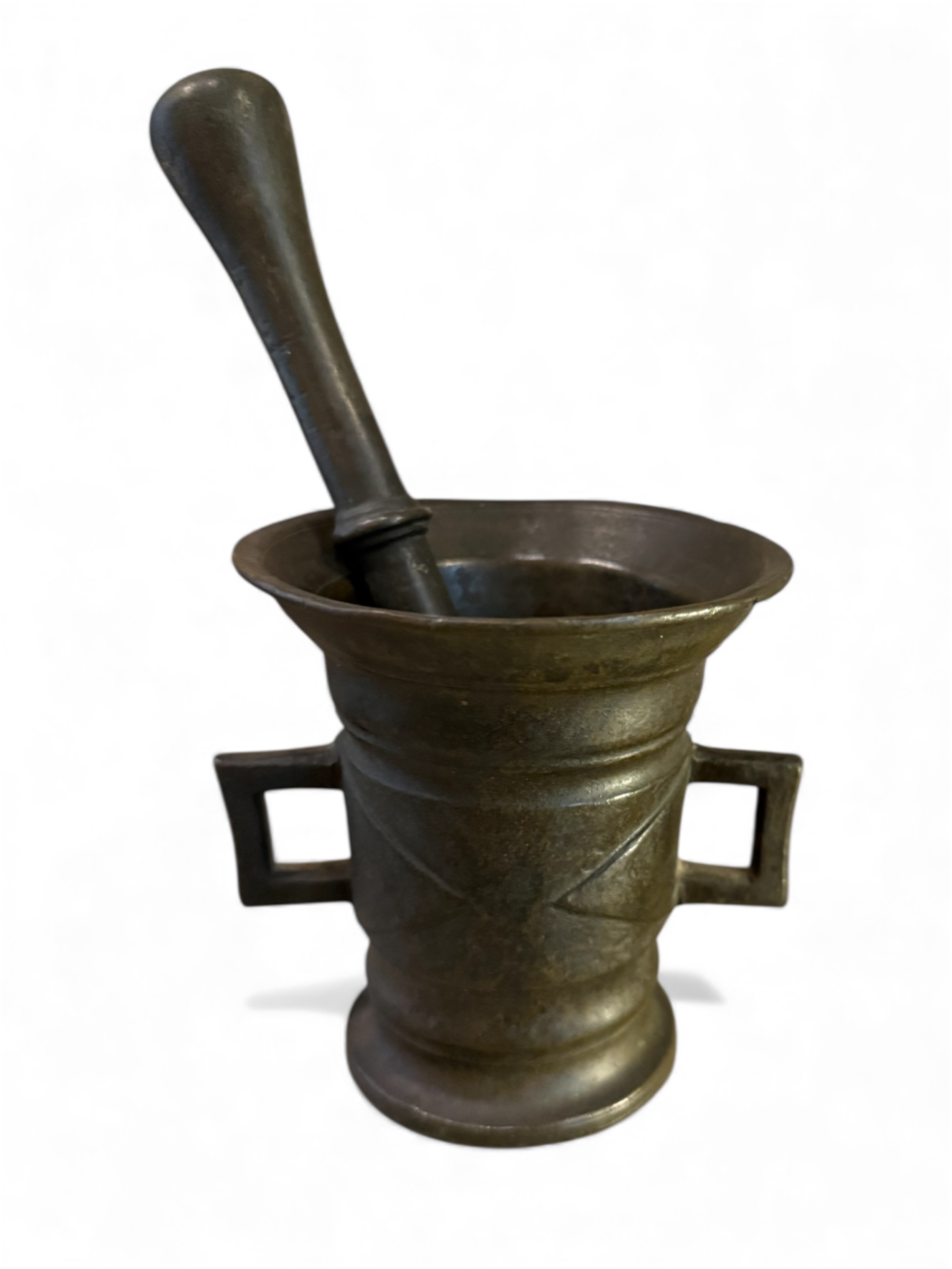 Mortero / Almirez doméstico de bronce siglo XVII