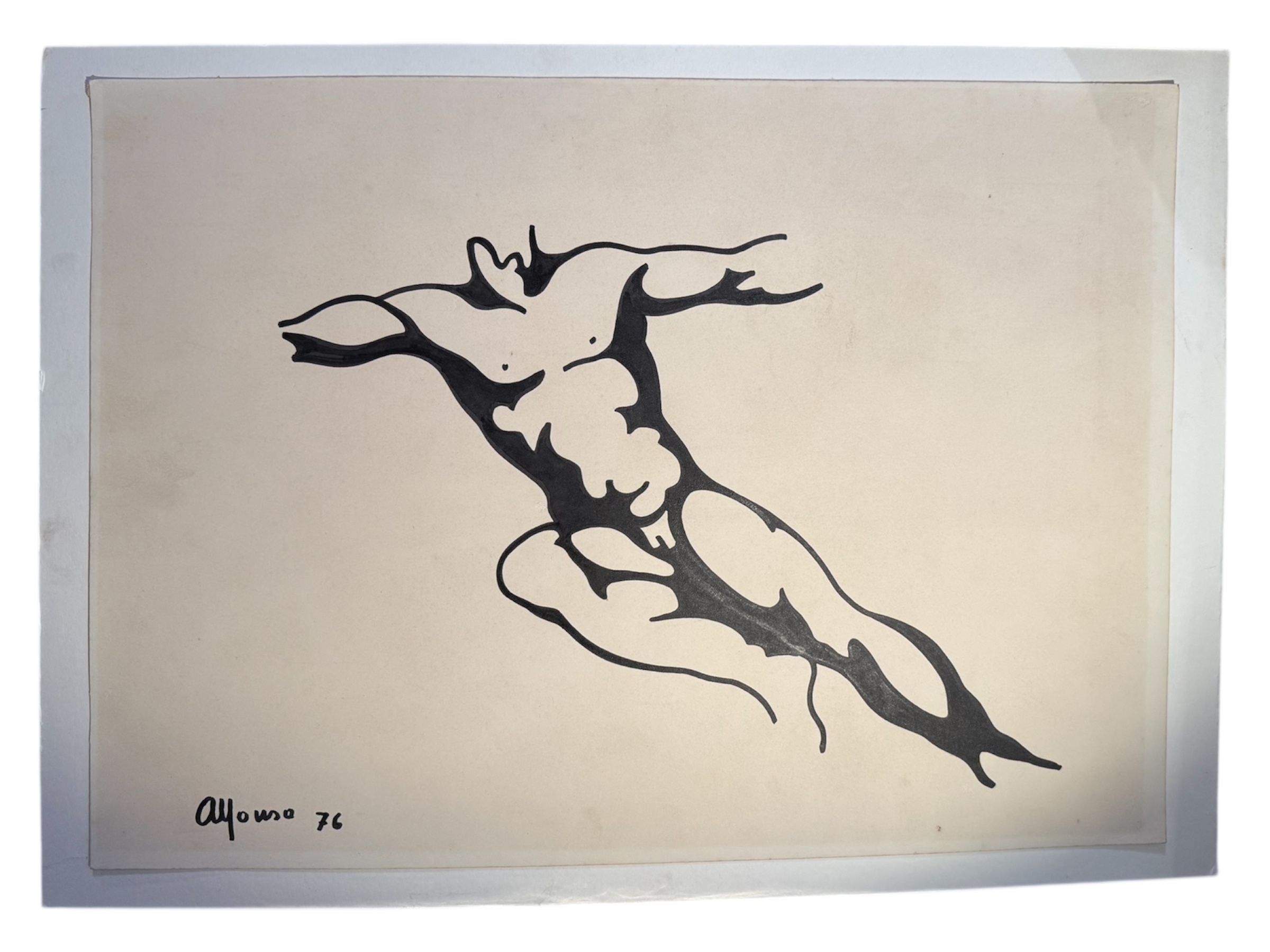 Alfonso Pérez Plaza - dibujo firmado y fechado