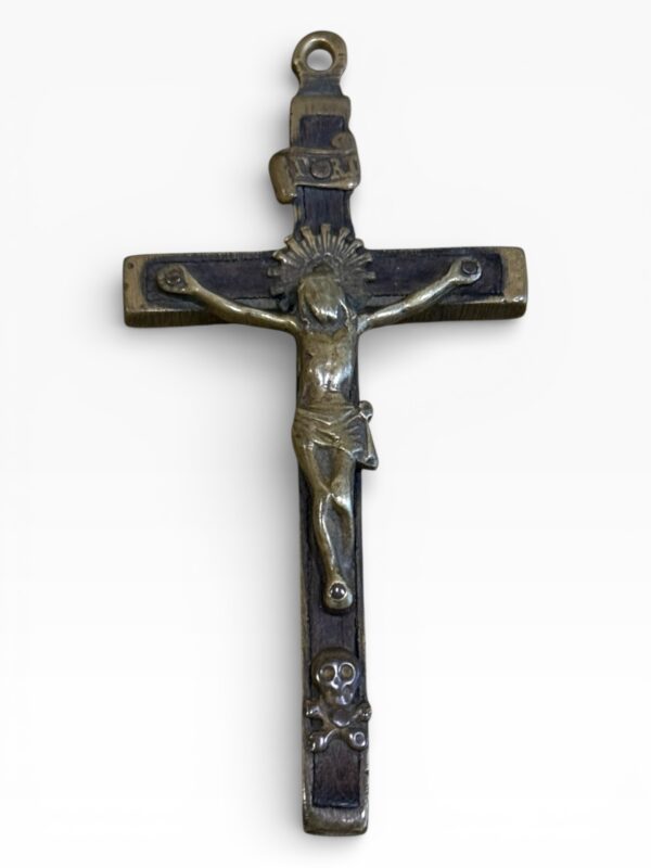 Crucifijo nogal y bronce siglo XVIII