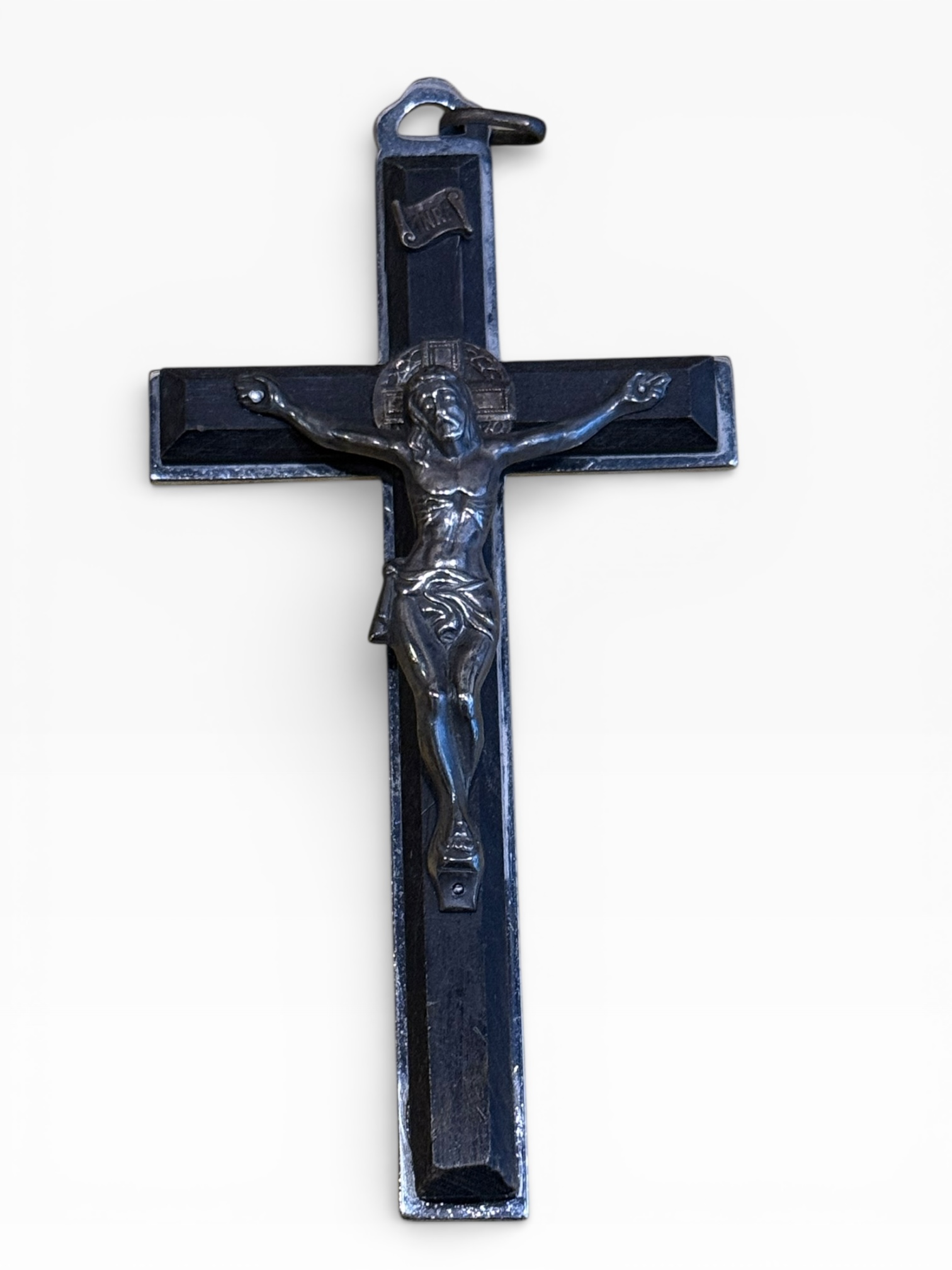 Crucifijo metal, ébano y bronce