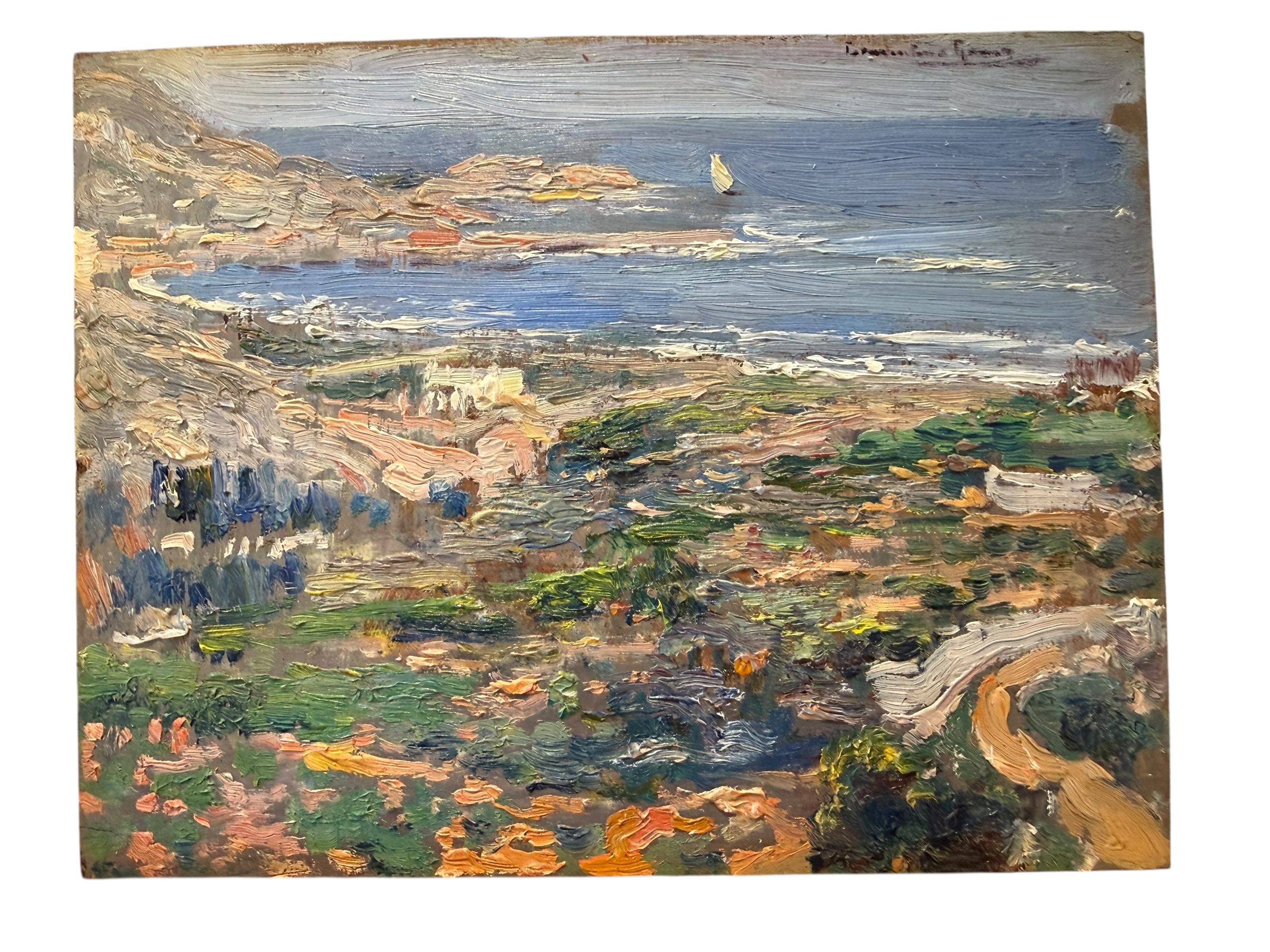 Constantino Gómez Salvador (1864-1937) Cullera desde el Castillo Óleo sobre tabla