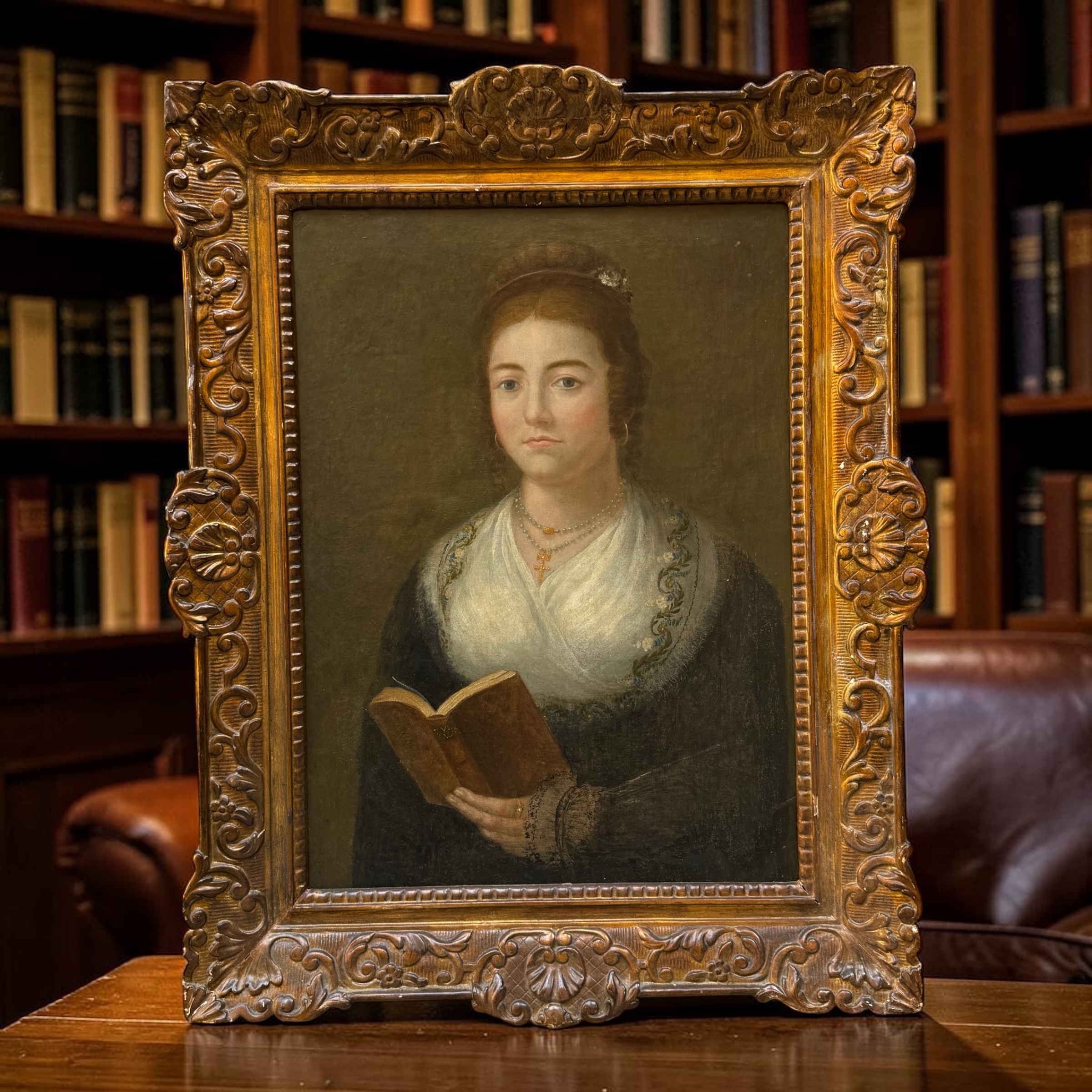 Retrato de dama con libro de devoción Escuela valenciana, ca. 1790–1820